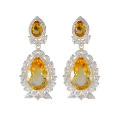 Araya Yellow Chunky Stud Earrings for Stunning Style Citrine Yellow Stud