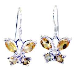 Eva Yellow Dangle Earrings with Butterfly Design
