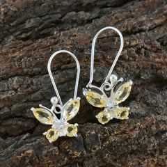 Eva Yellow Dangle Earrings with Butterfly Design