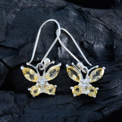 Eva Yellow Dangle Earrings with Butterfly Design