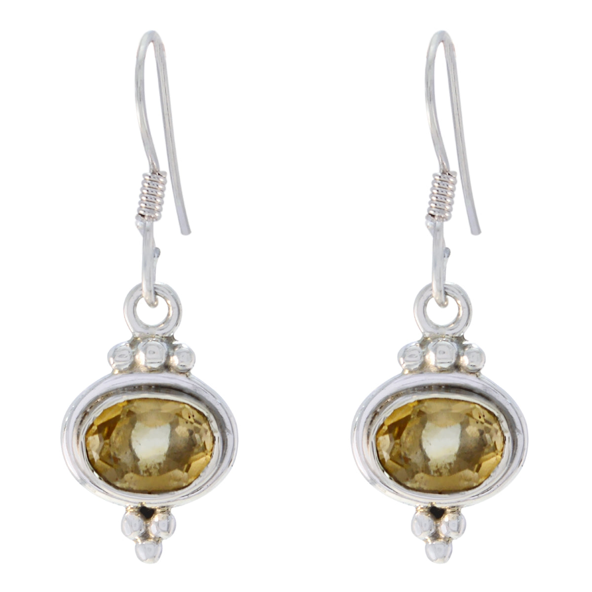 Emily Yellow Dangle Earrings India - Elegant Stone Design Citrine Yellow Dangle