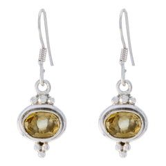 Emily Yellow Dangle Earrings India - Elegant Stone Design Citrine Yellow Dangle