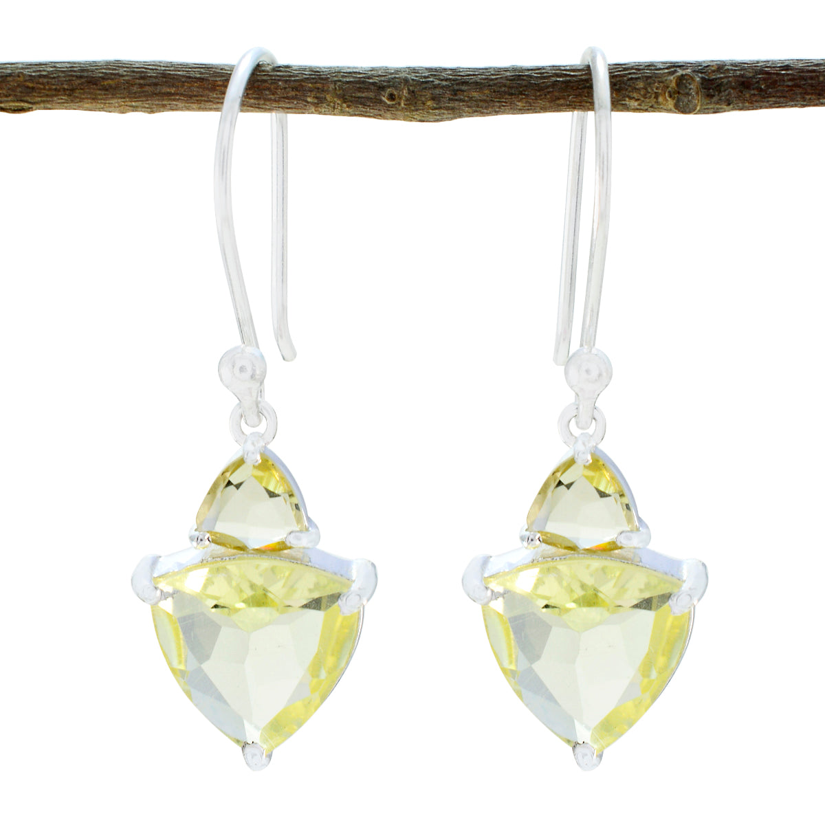 Aiko Yellow Dangle Earrings with Gemstone Accent Lemon Quartz Yellow Dangle