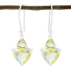 Aiko Yellow Dangle Earrings with Gemstone Accent Lemon Quartz Yellow Dangle