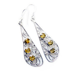 Pilar Yellow Dangle Earrings with Elegant Silver Design