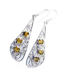 Pilar Yellow Dangle Earrings with Elegant Silver Design