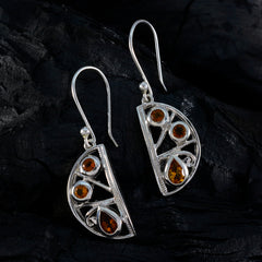 Audrey Yellow Dangle Earrings with Citrine Gemstones
