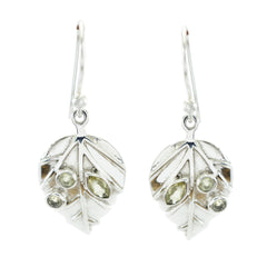 Ivy Yellow Featherlight Earrings with Leaf Design Lemon Quartz Yellow Dangle