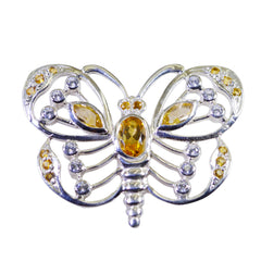 Zara Yellow Featherlight Pendant in Elegant Butterfly Design Citrine Yellow Yellow