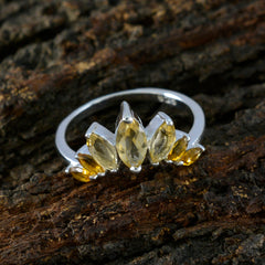 Ji-eun yellow gemstone crown ring with marquise-cut yellow stones set in silver band