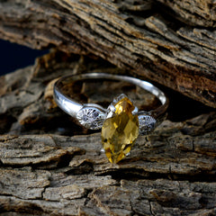 Hina Yellow Gemstone Halo Ring with Silver Band