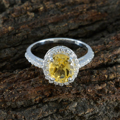 Meera Yellow Gemstone Halo Ring with Sparkling Accent