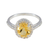 Meera Yellow Gemstone Halo Ring with Sparkling Accent Citrine Yellow