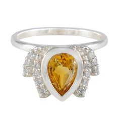 Ayesha Yellow Gemstone Halo Ring with Sterling Silver