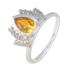 Ayesha Yellow Gemstone Halo Ring with Sterling Silver