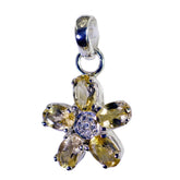 Evelyn Yellow Gemstone Pendant - Floral Design Charm Citrine Yellow Yellow