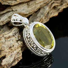 Agnes Yellow Gemstone Pendant in Stylish Silver Setting