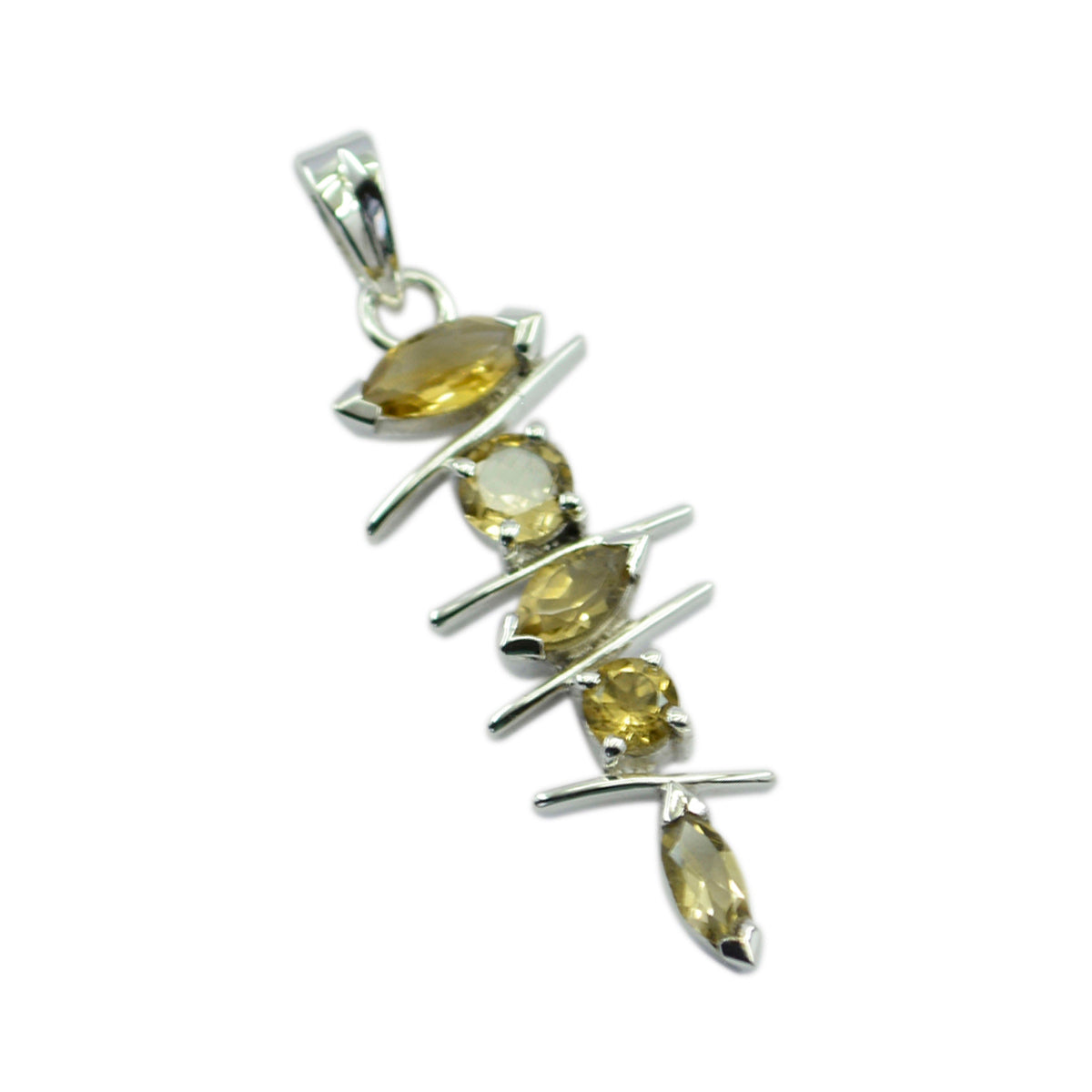 Bianca Yellow Gemstone Pendant in Silver Design Citrine Yellow Yellow