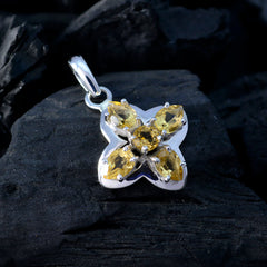 Julia Yellow Gemstone Pendant in Sterling Silver