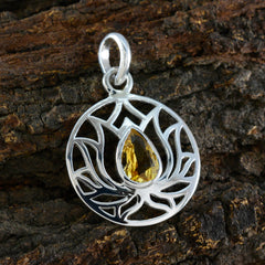 Bianca Yellow Gemstone Pendant with Lotus Design