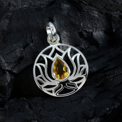 Bianca Yellow Gemstone Pendant with Lotus Design