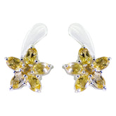 Natalia Yellow Gemstone Stud Earrings for Glamour Citrine Yellow Stud