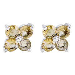 Maria Yellow Gemstone Stud Earrings for Daily Glam Citrine Yellow Stud