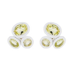 Isabelle Yellow Gemstone Stud Earrings for Everyday Glam Lemon Quartz Yellow Stud