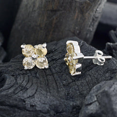 Maria Yellow Gemstone Stud Earrings for Daily Glam