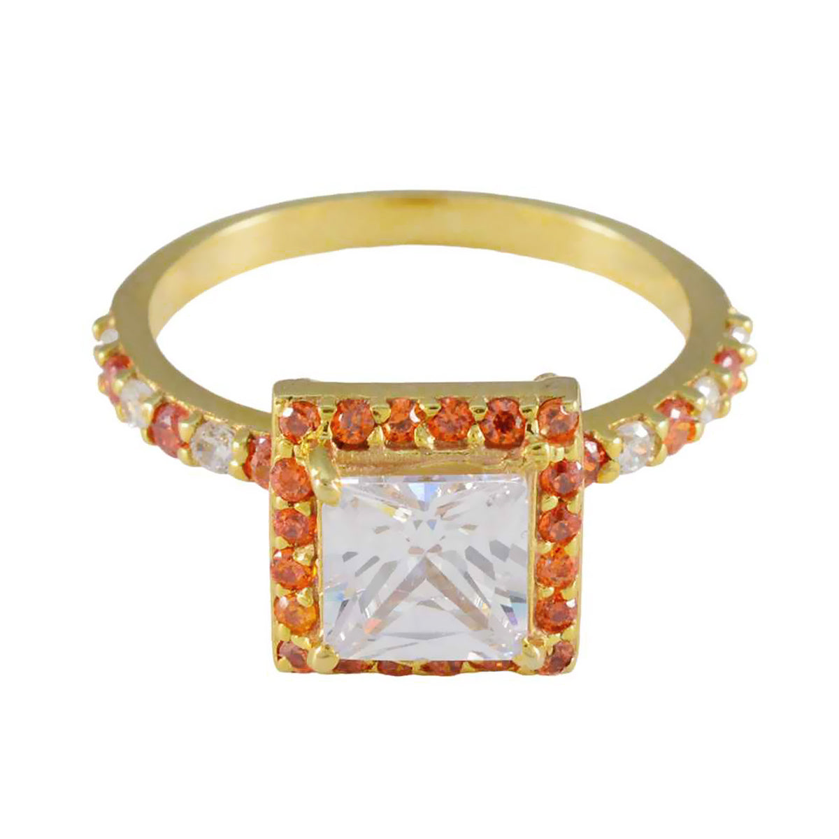 Bianca Yellow Halo Ring for Women with Gemstone Accents Citrine CZ Yellow
