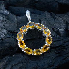 Luisa Yellow Signet Pendant with Gemstone Elegance