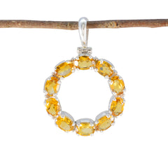 Luisa Yellow Signet Pendant with Gemstone Elegance Citrine Yellow Yellow