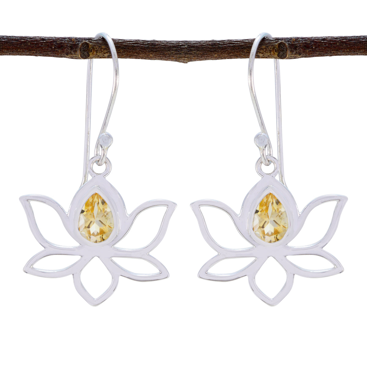 Min-seo Yellow Solitaire Dangle Earrings for Glam Citrine Yellow Dangle