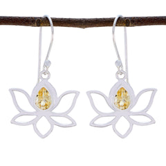 Min-seo Yellow Solitaire Dangle Earrings for Glam Citrine Yellow Dangle