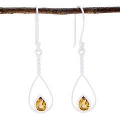Isabella Yellow Solitaire Dangle Earrings for Glam Styles Citrine Yellow Dangle