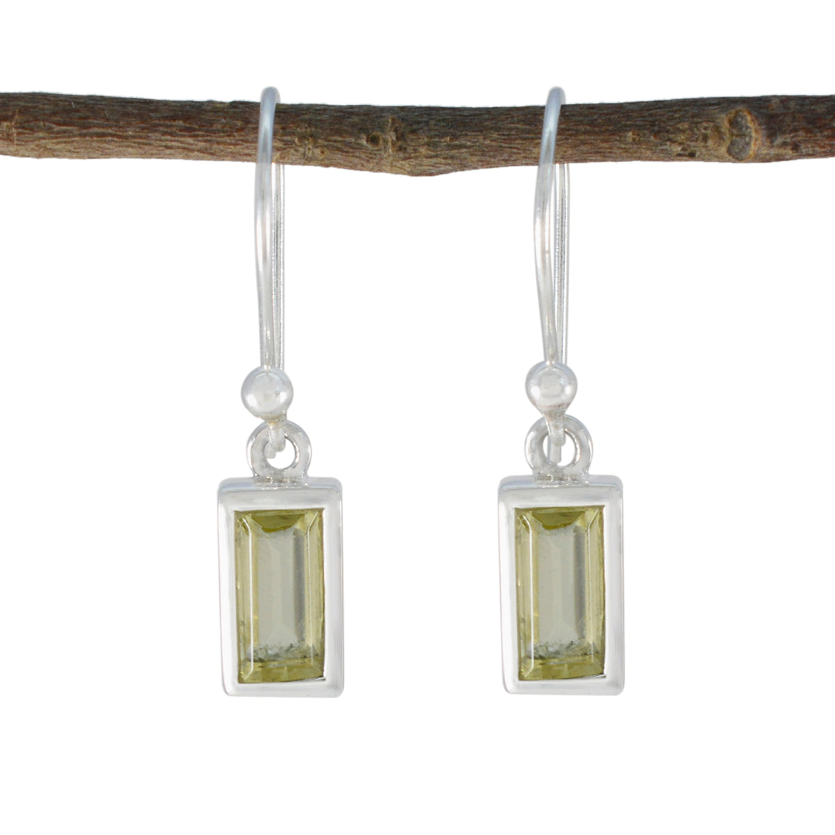 Luna Yellow Solitaire Dangle Earrings - Elegant Charm Lemon Quartz Yellow Dangle