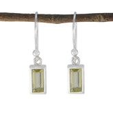 Luna Yellow Solitaire Dangle Earrings - Elegant Charm Lemon Quartz Yellow Dangle
