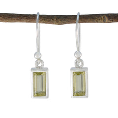 Luna Yellow Solitaire Dangle Earrings - Elegant Charm Lemon Quartz Yellow Dangle