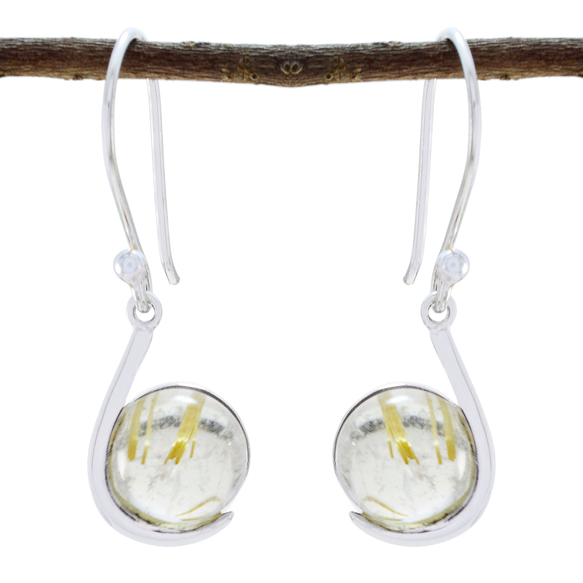 Victoria Yellow Solitaire Dangle Earrings for Everyday Glam Rutile Quartz Yellow Dangle