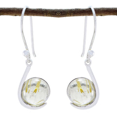 Victoria Yellow Solitaire Dangle Earrings for Everyday Glam Rutile Quartz Yellow Dangle