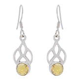 Lea Yellow Solitaire Dangle Earrings for Stylish Vibes Citrine Yellow Dangle