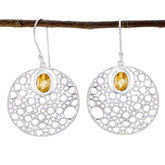 Ines Yellow Solitaire Dangle Earrings with Elegant Design Citrine Yellow Dangle