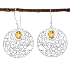 Ines Yellow Solitaire Dangle Earrings with Elegant Design Citrine Yellow Dangle