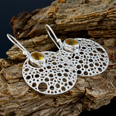 Ines Yellow Solitaire Dangle Earrings with Elegant Design