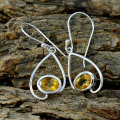 Layla Yellow Solitaire Dangle Earrings in Silver