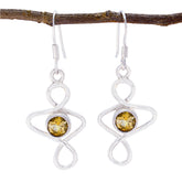 Greta Yellow Solitaire Dangle Earrings for Glamour Citrine Yellow Dangle