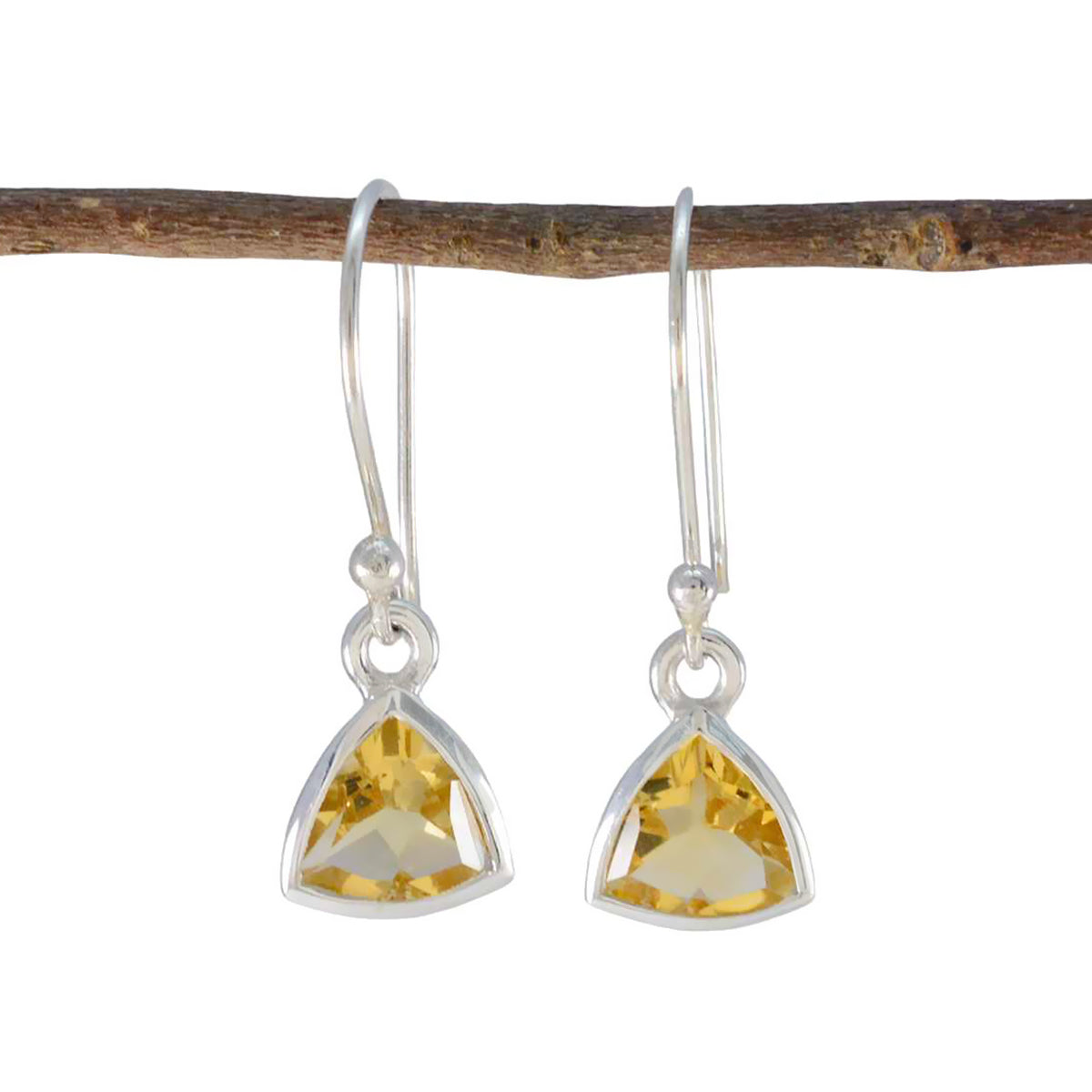 Audrey Yellow Solitaire Dangle Earrings for Stylish Look Citrine Yellow Dangle