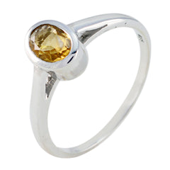 Aisha Yellow Solitaire Gemstone Ring in Sterling Silver