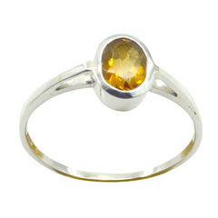 Aisha Yellow Solitaire Gemstone Ring in Sterling Silver Citrine Yellow