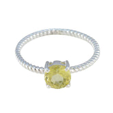 Ananya Yellow Solitaire Ring with Twisted Band Lemon Quartz Yellow